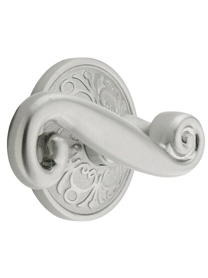 Lancaster Door Set With Scroll Design Levers Left Hand in Satin Nickel.